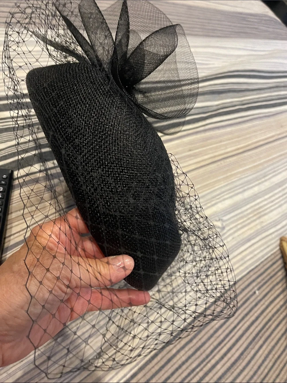 Black Fascinator Hat with Veil - Elegant Women's Accessory